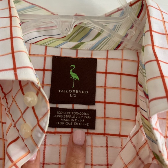 Men’s orange and red plaid button down - Picture 3 of 3